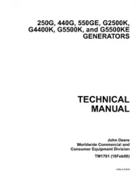 John Deere 250G 440G 550GE G2500K G4400K G5500K G550OKE Generators Technical Manual TM1791 preview