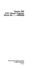 John Deere Series 500 6101 Diesel Engines Service Repair Manual  -  CTM20 preview