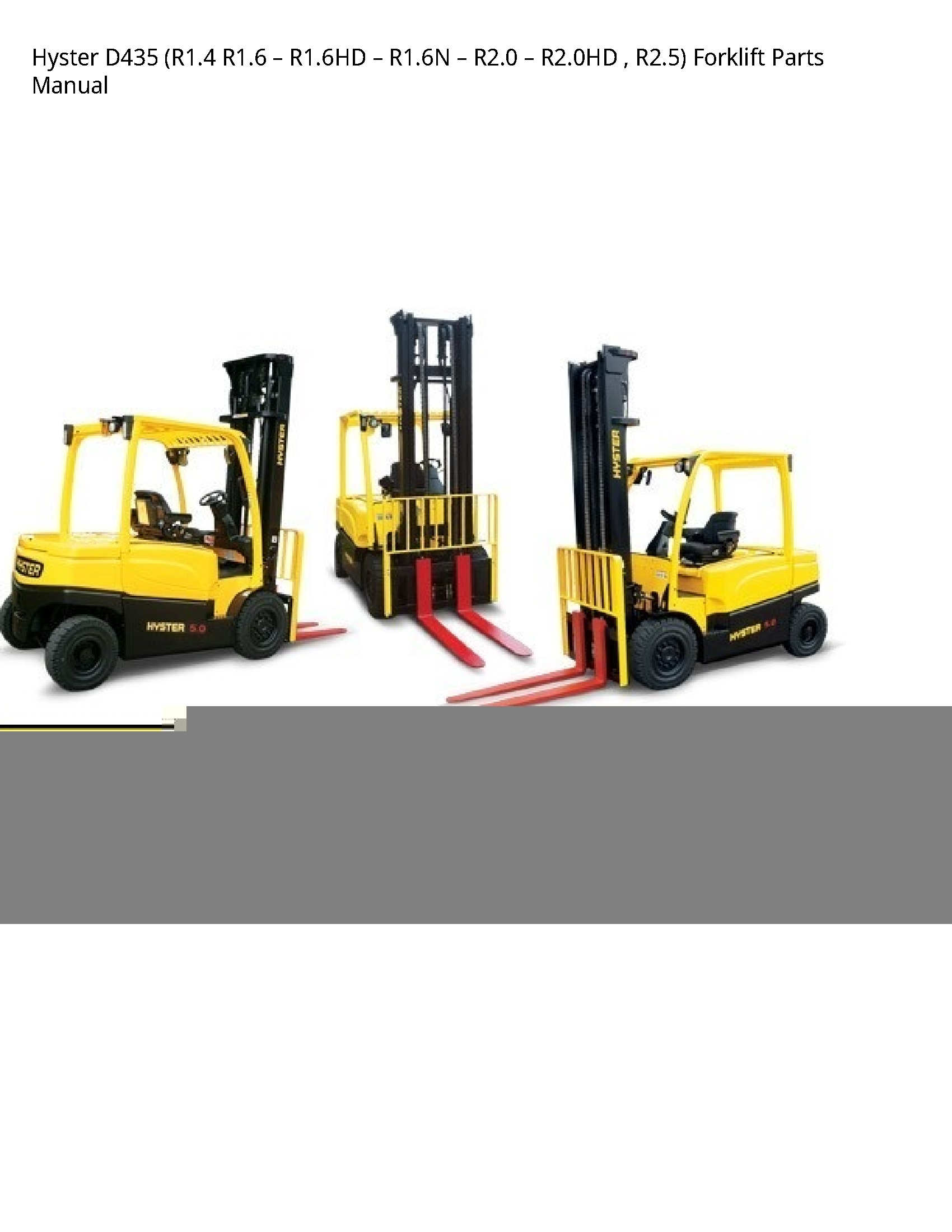Hyster D435 Forklift Parts manual