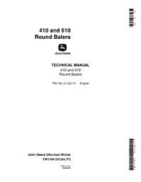 John Deere 410 And 510 Round Balers Technical Manual  -  TM1194 preview
