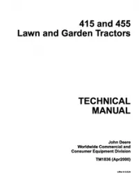 John Deere 415, 455 Lawn and Garden Tractors Diagnostic an Repair Technical Service Manual - TM1836 preview