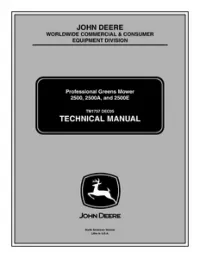 John Deere 2500  2500A  and 2500E Professional Greens Mower Service Repair Technical Manual preview