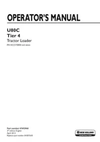 New Holland U80C Tier 4 Tractor Loader Operator’s Manual preview