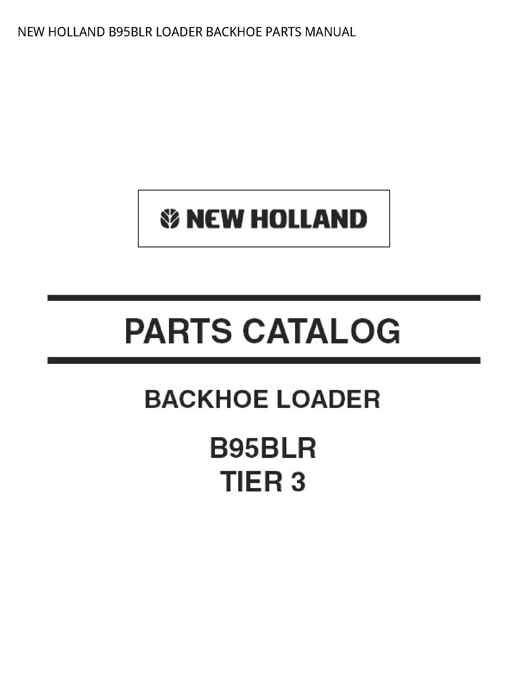 New Holland B95BLR LOADER BACKHOE PARTS manual