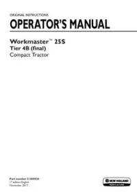 New Holland Workmaster 25S Tier 4B (final) Compact Tractor Operator Manual preview