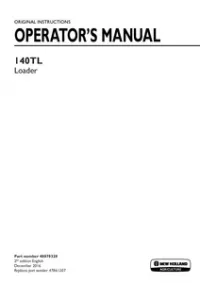 New Holland 140TL Loader Operator Manual preview