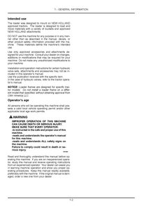 New Holland 140TL Loader Operator service manual