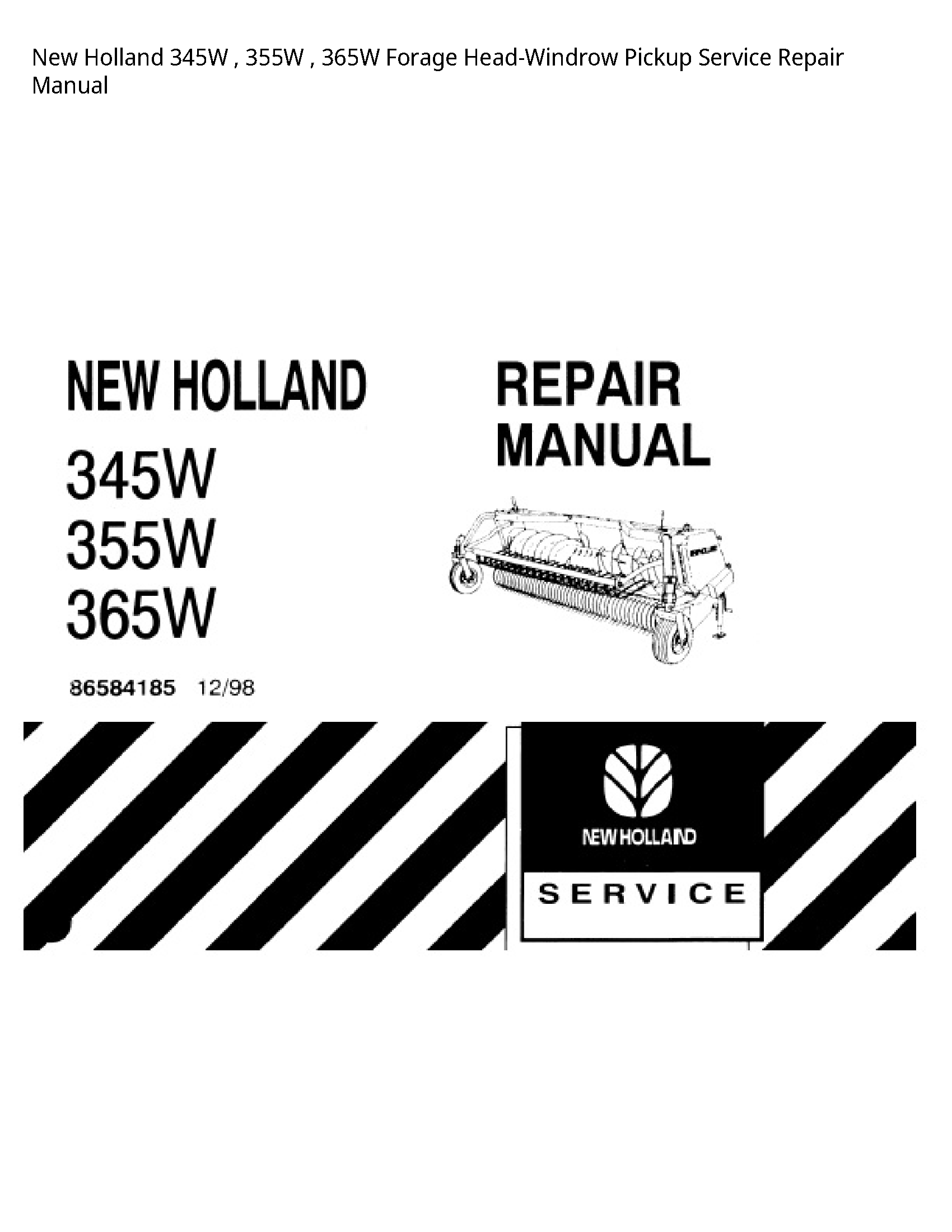 New Holland 345W Forage Head-Windrow Pickup manual