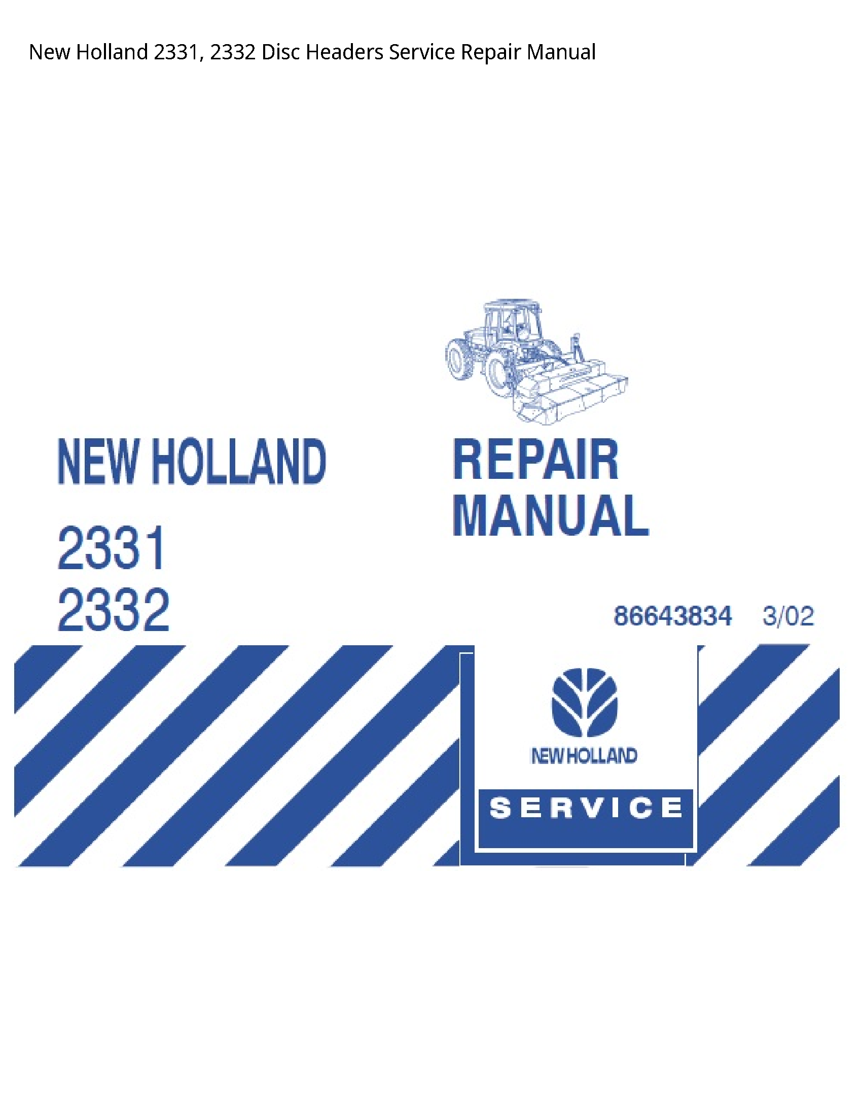 New Holland 2331 Disc Headers manual