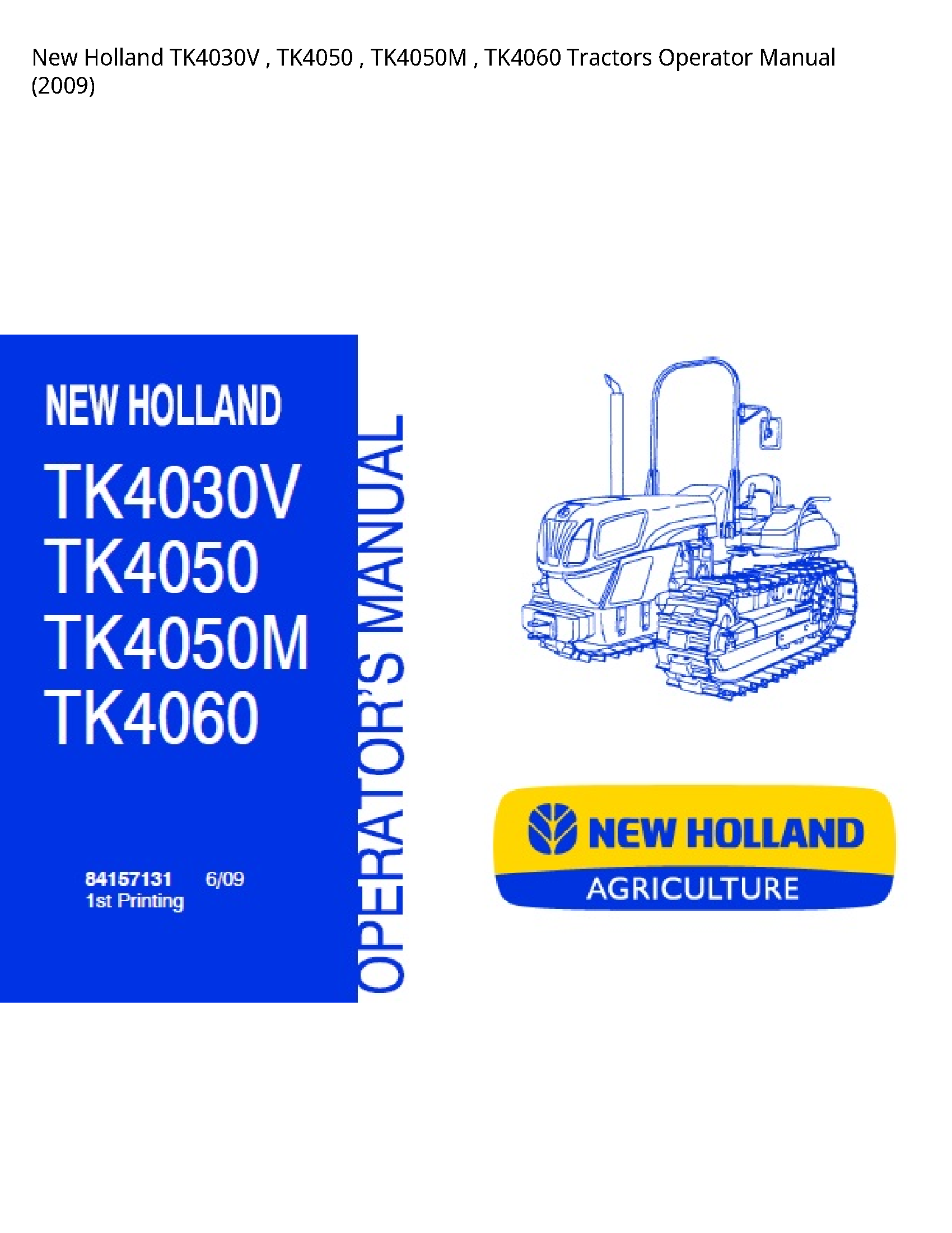 New Holland TK4030V Tractors Operator manual