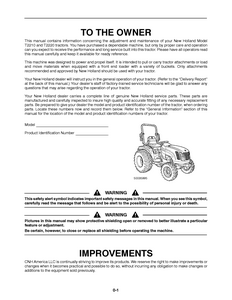 New Holland T2210 Tractor Operator manual