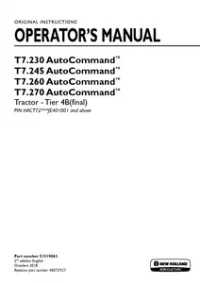 New Holland T7.230   T7.245   T7.260   T7.270 AutoCommand Tractor – Tier 4B (final) Operator Manual (PIN HACT72xxxHE401001 and above) preview