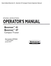 New Holland Boomer 41   Boomer 47 Compact Tractor Operator Manual preview