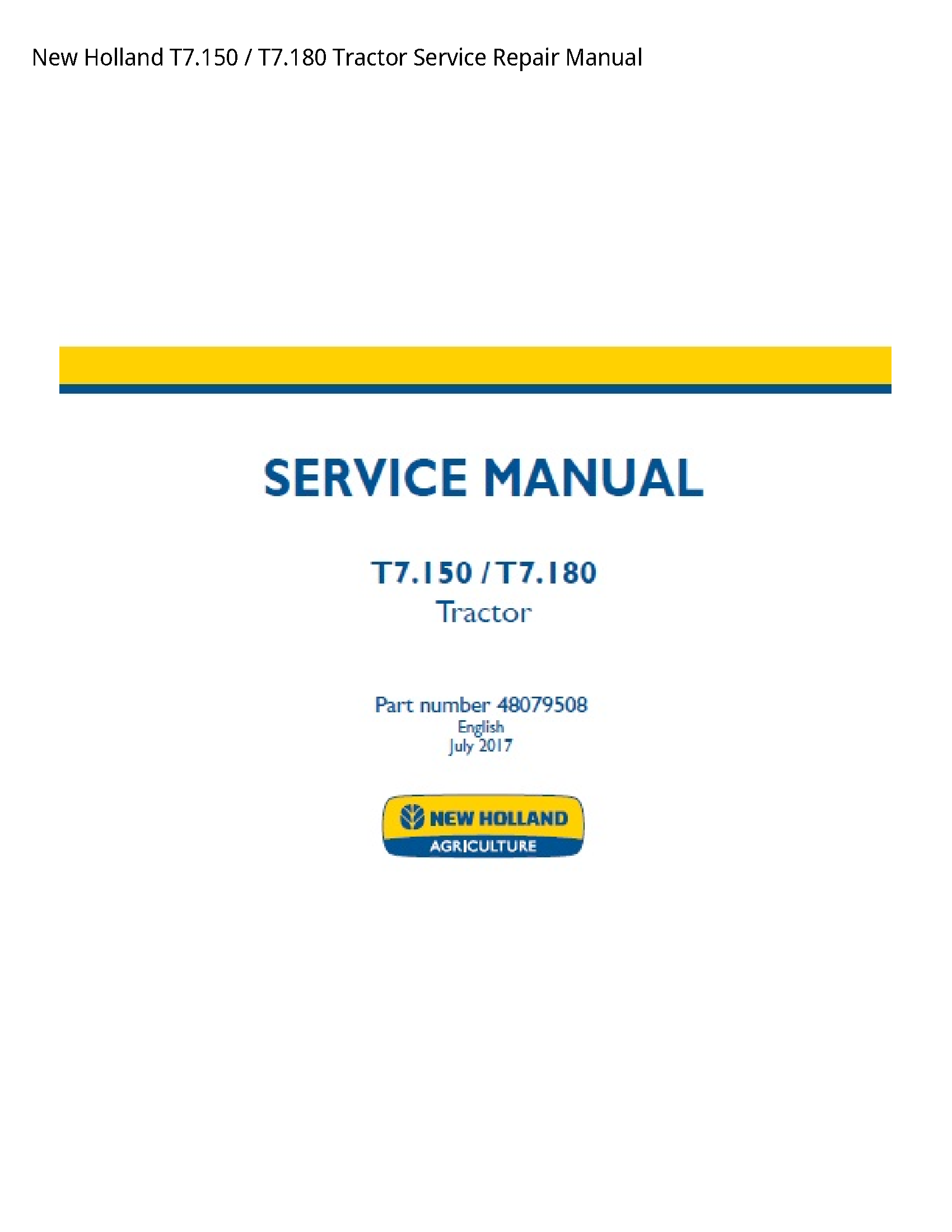New Holland T7.150 Tractor manual