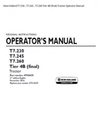 New Holland T7.230   T7.245   T7.260 Tier 4B (final) Tractor Operator Manual preview