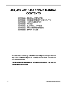 New Holland 474 Mower-Conditioners manual