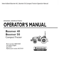 New Holland Boomer 40   Boomer 50 Compact Tractor Operator Manual preview