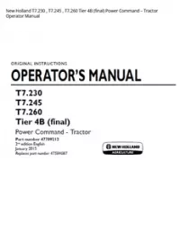 New Holland T7.230   T7.245   T7.260 Tier 4B (final) Power Command – Tractor Operator Manual preview
