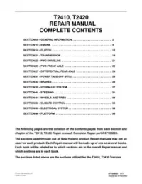 New Holland T2410  T2420 Tractor Service Repair Manual preview