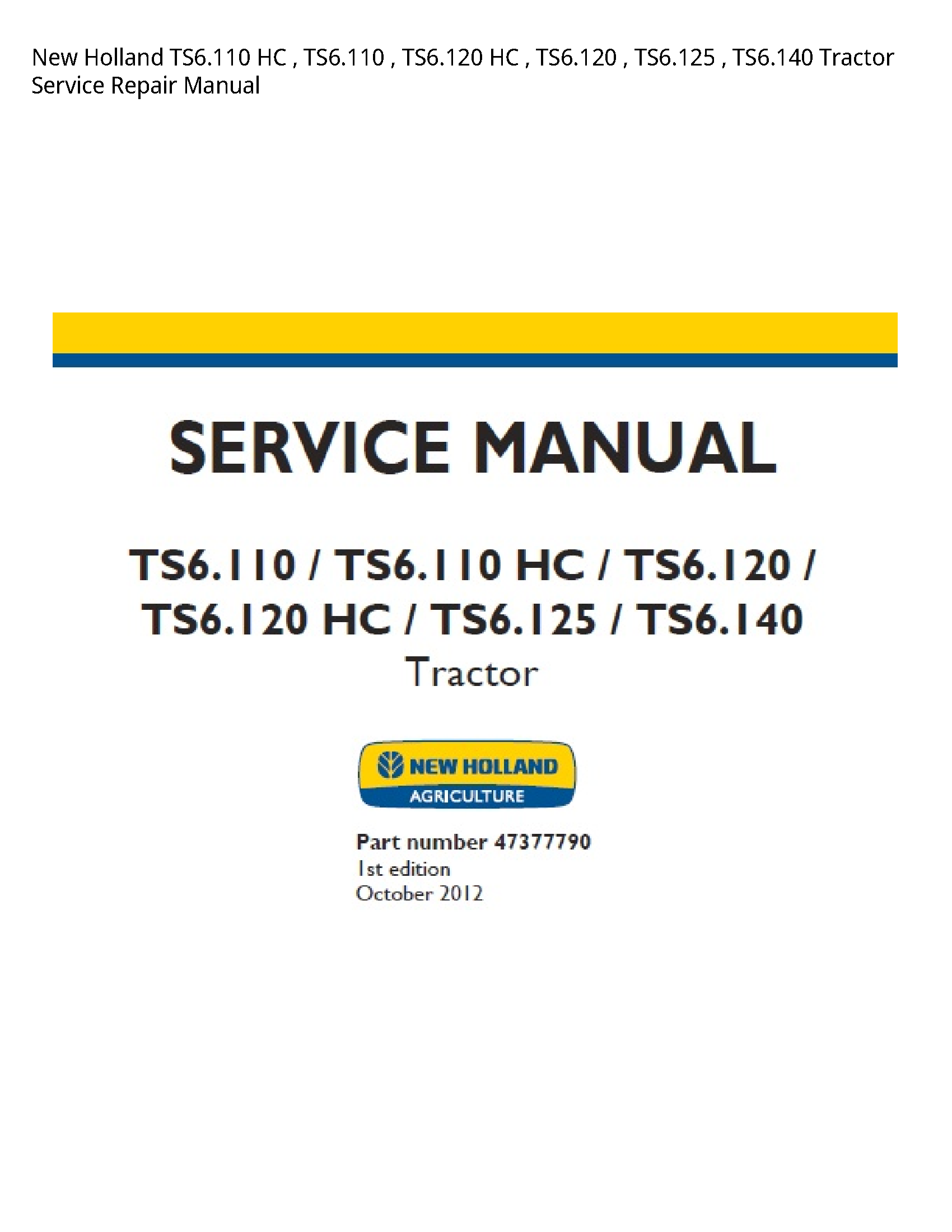 New Holland TS6.110 HC HC Tractor manual
