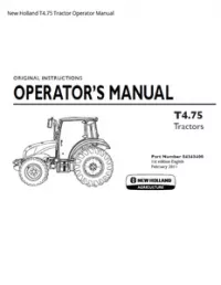 New Holland T4.75 Tractor Operator Manual preview