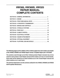 New Holland HW305  HW305S  HW325 Self-Propelled Windrowers Service Repair Manual preview