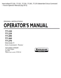 New Holland T7.220   T7.235   T7.250   T7.260   T7.270 Sidewinder II Auto Command – Tractor Operator Manual (July 2015) preview