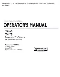 New Holland T4.65   T4.75 Powerstar – Tractor Operator Manual PIN ZDAH00008 and above) preview