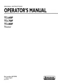 New Holland T3.60F   T3.70F   T3.80F Tractor Operator Manual preview