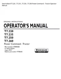 New Holland T7.220   T7.235   T7.250   T7.260 Power Command – Tractor Operator Manual preview