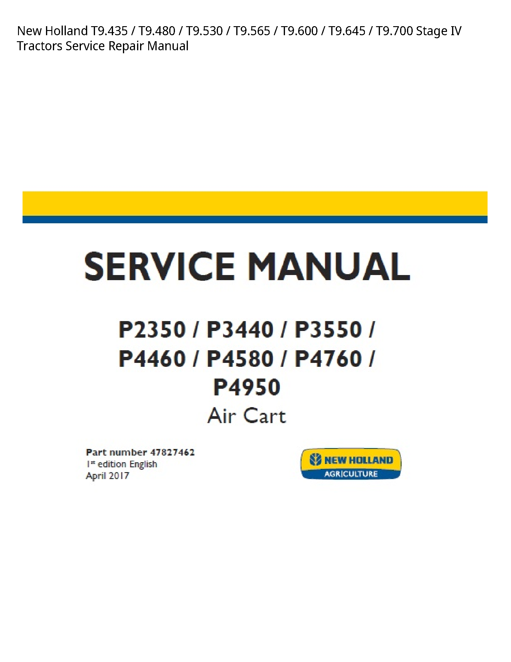 New Holland T9.435 Stage IV Tractors manual