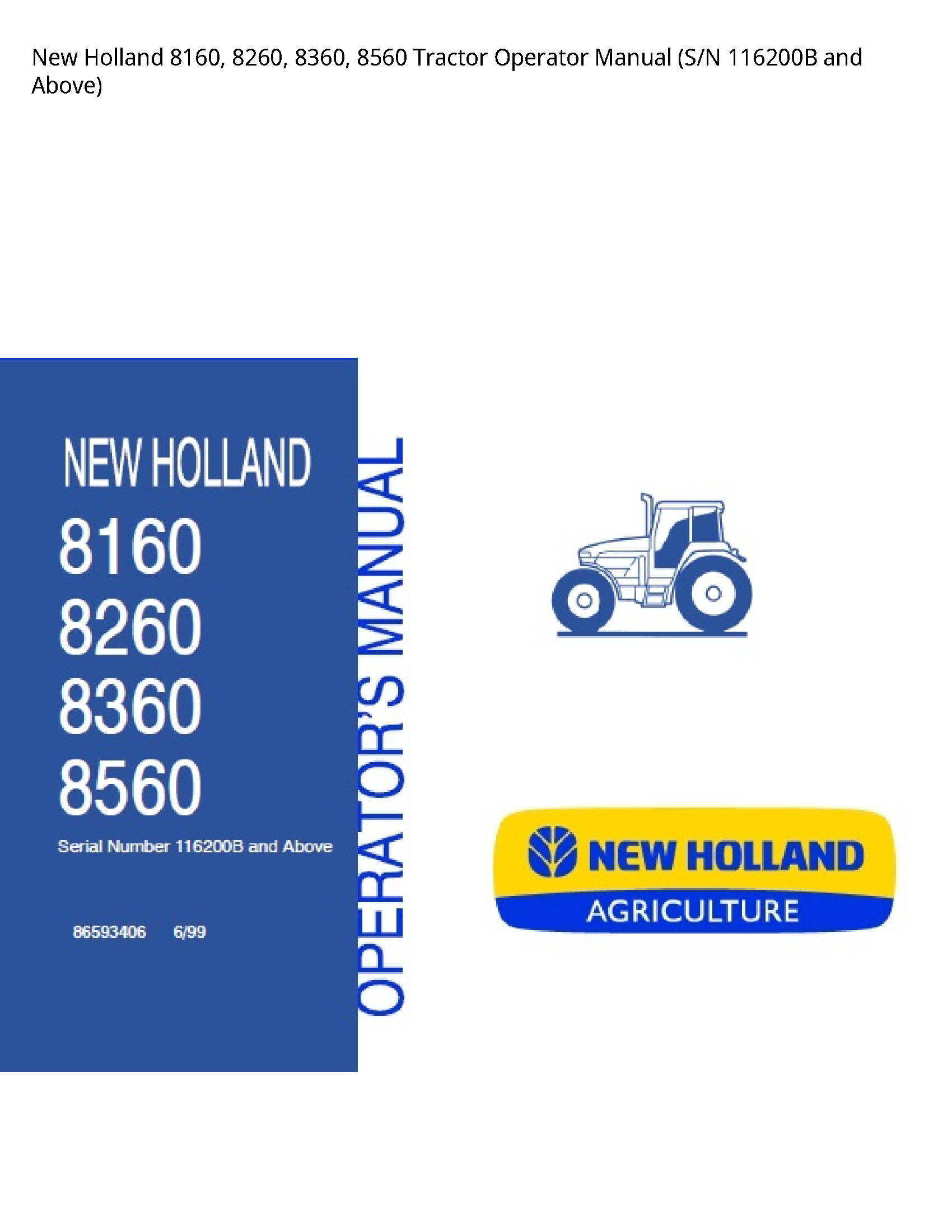 New Holland 8160 Tractor Operator manual