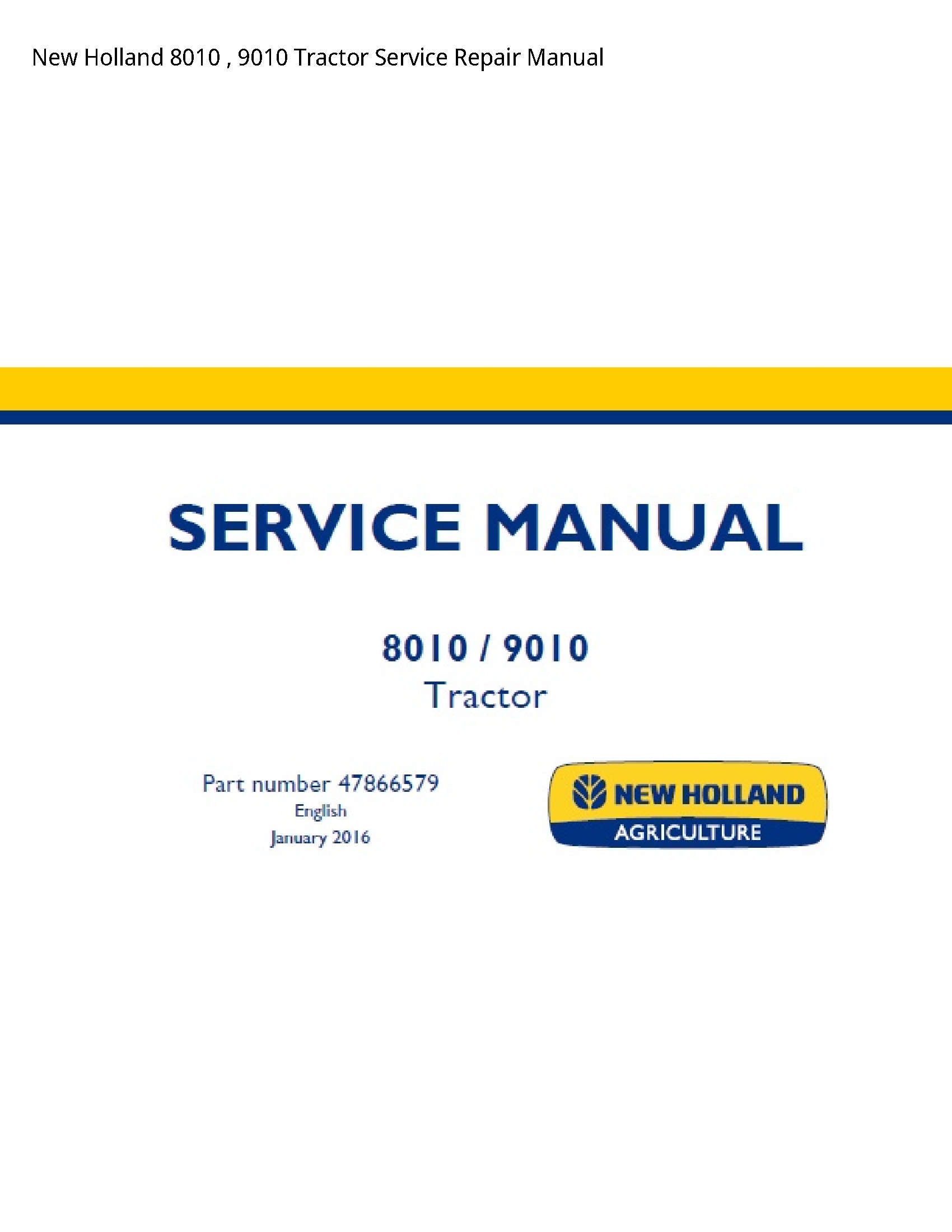 New Holland 8010 Tractor manual
