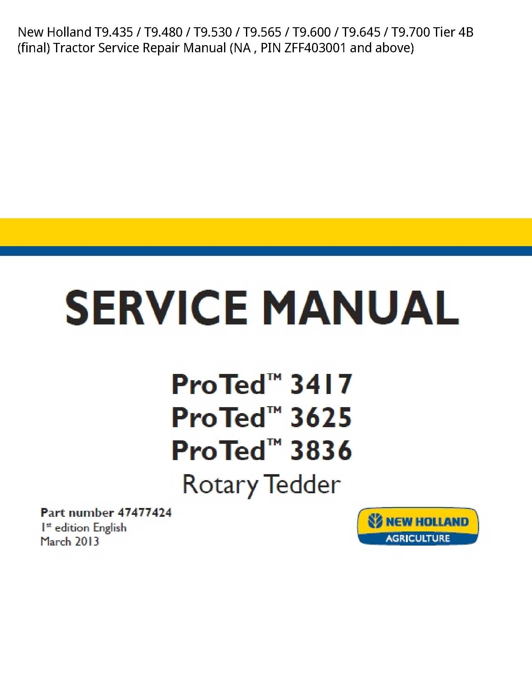 New Holland T9.435 Tier (final) Tractor manual