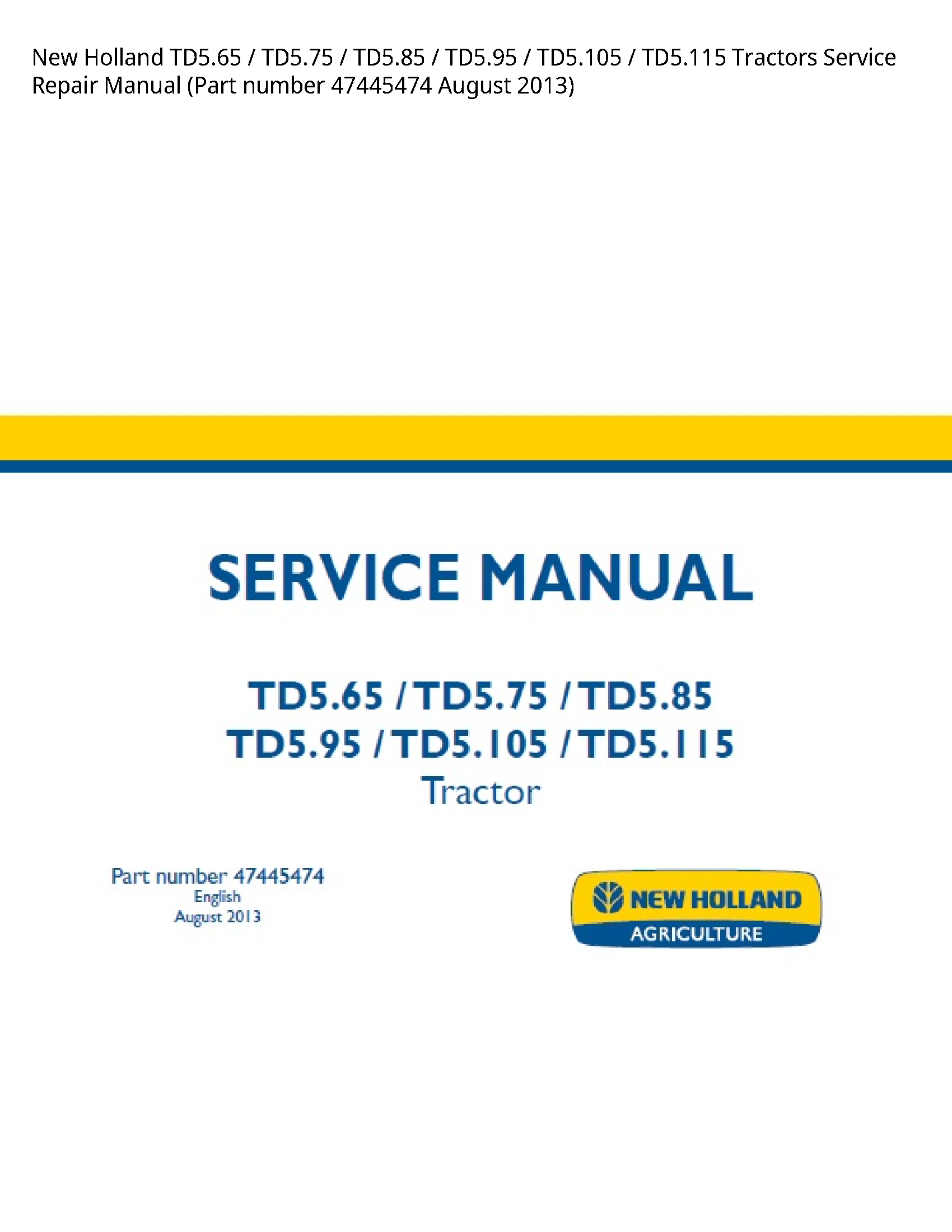 New Holland TD5.65 Tractors manual