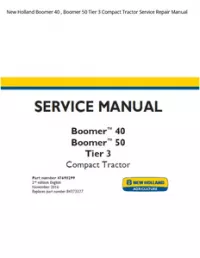 New Holland Boomer 40   Boomer 50 Tier 3 Compact Tractor Service Repair Manual preview