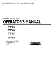 New Holland TT35   TT40   TT45 Tractor Operator Manual preview