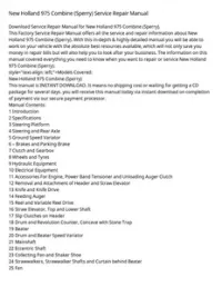 New Holland 975 Combine (Sperry) Service Repair Manual preview