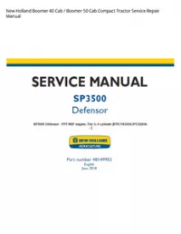 New Holland Boomer 40 Cab / Boomer 50 Cab Compact Tractor Service Repair Manual preview