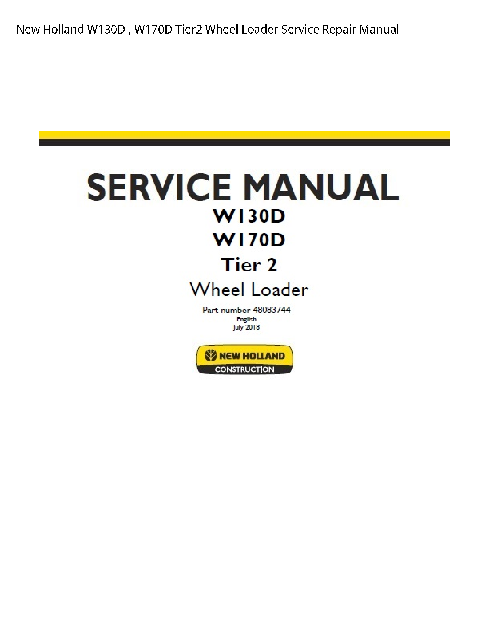New Holland W130D Wheel Loader manual
