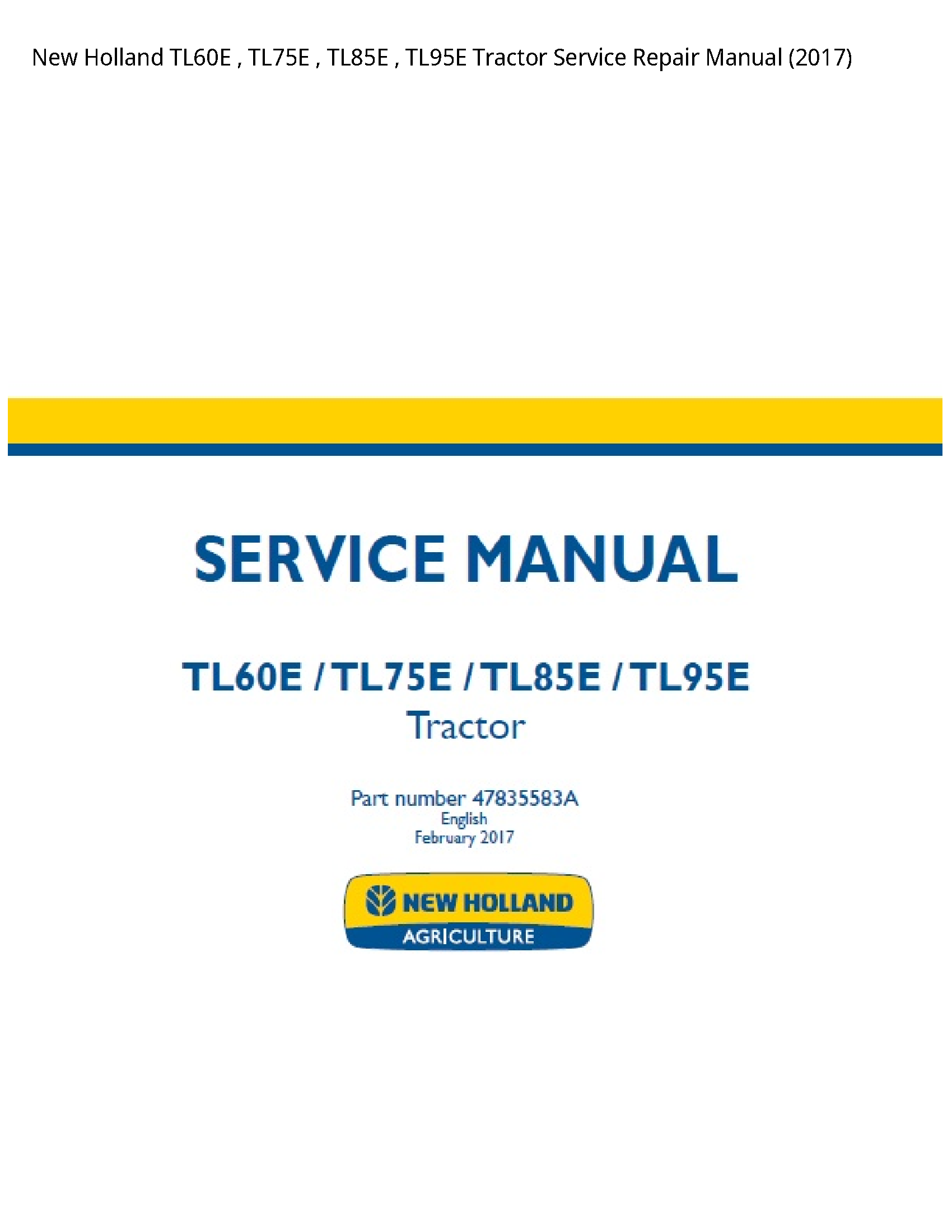 New Holland TL60E Tractor manual