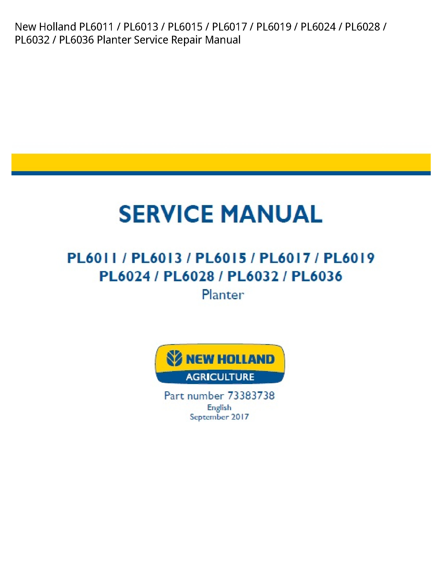 New Holland PL6011 Planter manual