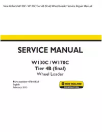 New Holland W130C / W170C Tier 4B (final) Wheel Loader Service Repair Manual preview