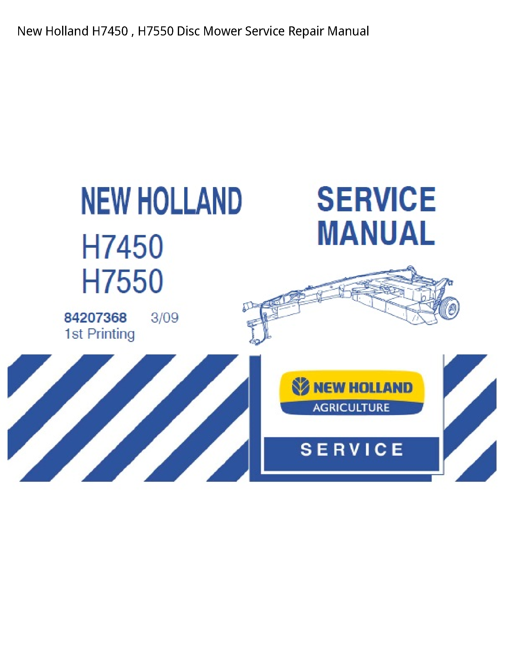 New Holland H7450 Disc Mower manual