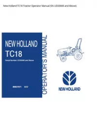 New Holland TC18 Tractor Operator Manual (SN UD33666 and Above) preview