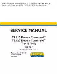 New Holland T5.110 Electro Command  T5.120 Electro Command Tier 4B (final) Tractor Service Repair Manual (PIN HLRT5120JHLO10006 and above) NA preview