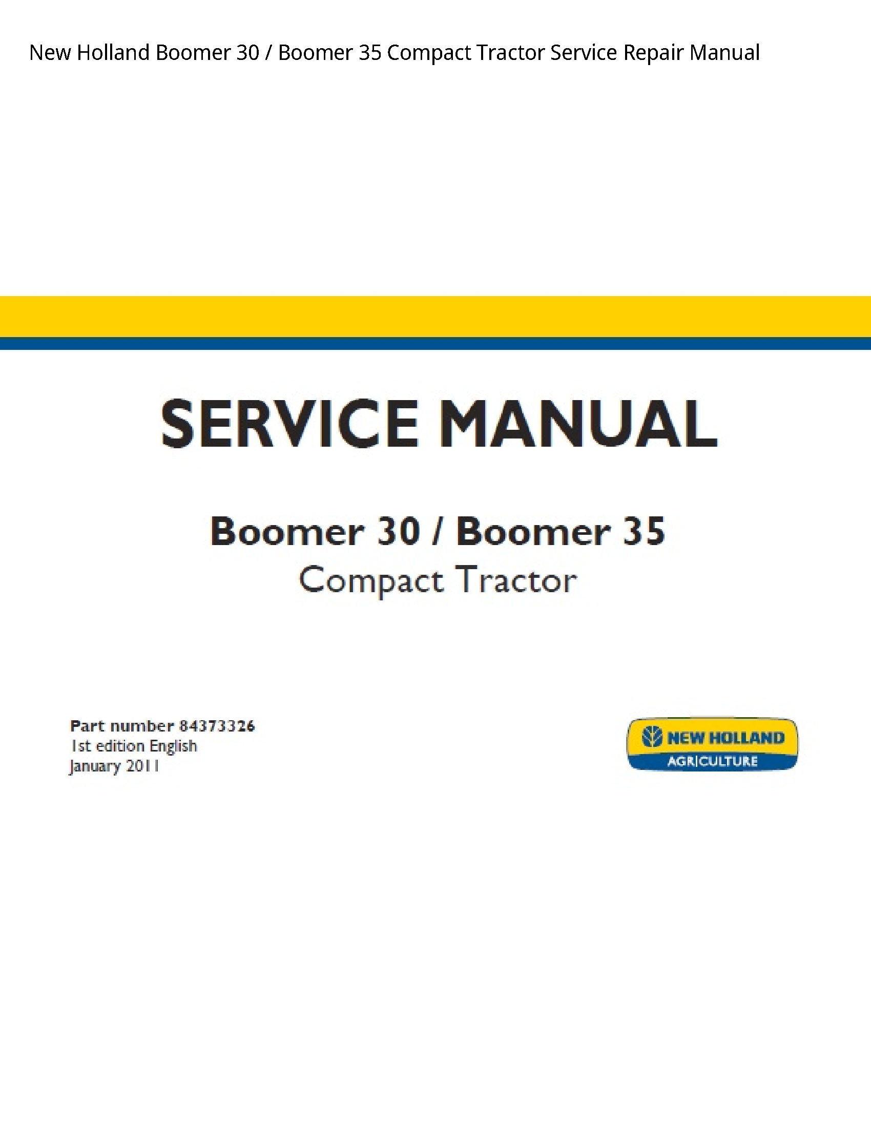 New Holland 30 Boomer Boomer Compact Tractor manual