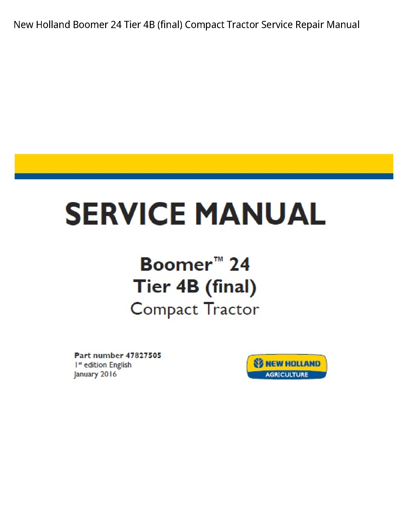 New Holland 24 Boomer Tier (final) Compact Tractor manual