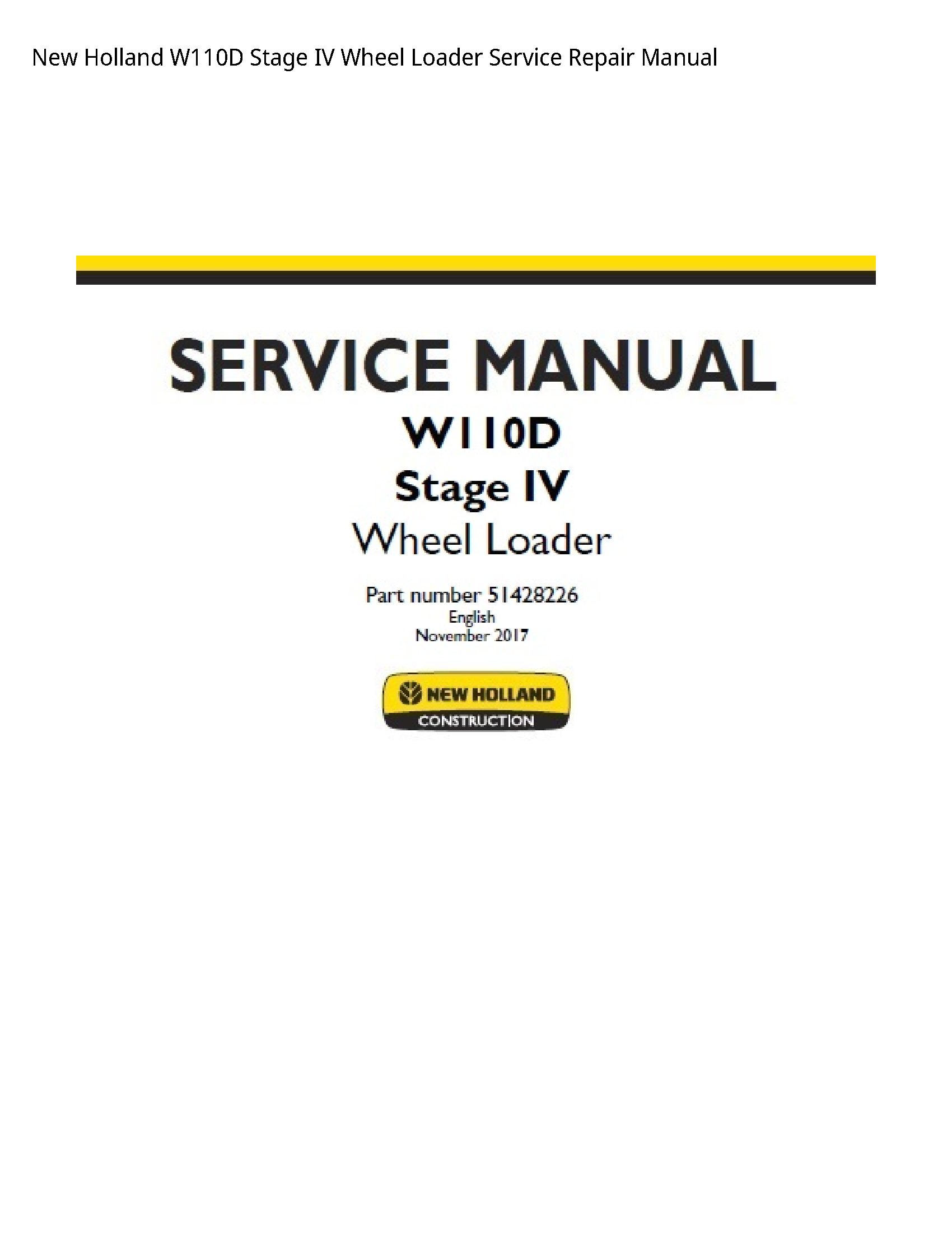 New Holland W110D Stage IV Wheel Loader manual