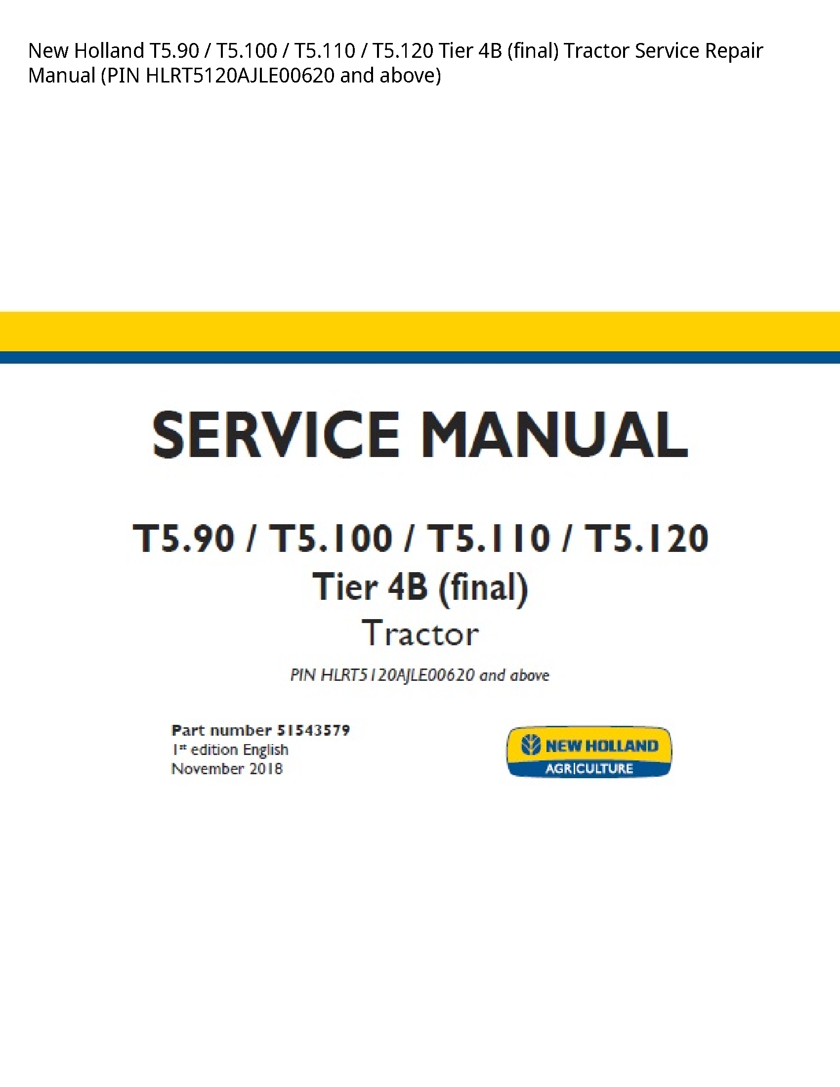 New Holland T5.90 Tier (final) Tractor manual